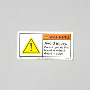 Advertencia: Precaución, la máquina puede arrancar automáticamente. Manténgase alejado. Etiqueta de seguridad industrial M19, peligro de automatización, etiqueta de cumplimiento. - Product Image 1