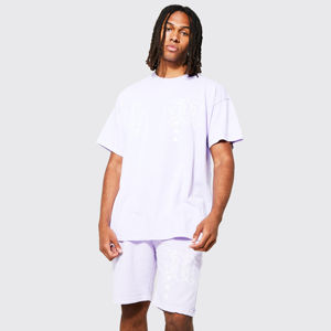 Venta superior verano Casual manga corta Camiseta pantalones cortos Jogging Traje dos piezas hombres verano conjuntos cortos contraste Color servicio OEM - Product Image 4