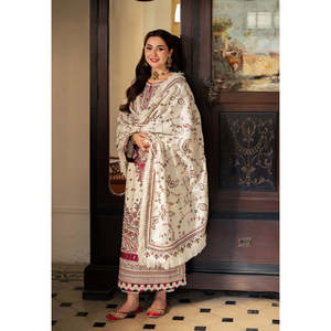 Colección ASIM JOFA-3PC DHANAK para Mujer, Camisa Elegante de Manga Larga con Cuello Redondo y Bordado de Lentejuelas, Pantalón Tipo Chal, BIC-4060 - Product Image 3
