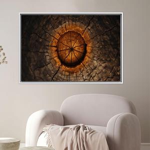 Impression sur toile abstraite élégante avec motif d'anneaux d'arbre pour décoration d'intérieur moderne, 1P : encadré blanc - Product Image 1