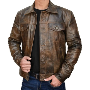 2024 <b>Men</b> Leather <b>Jacket</b> Professional Made Genuine Cowhide Leather Wholesale Hot Selling High Quality <b>Light</b> Weight Best Design - Product Image 4