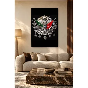 Armoiries ottomanes de Fida en argent sur fond noir, impression sur toile - Product Image 2