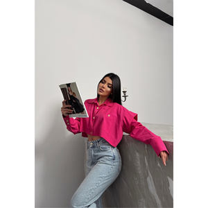 Chemise élégante pour femme de couleur fuchsia, chemisier de créateur - Product Image 2