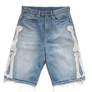 Nouveaux shorts décontractés streetwear personnalisés, design vintage, en toile ample avec motif diamant, pour hommes, 100% coton, taille élastique unie - Product Image 3