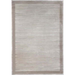 Tapis de couloir en viscose rayée naturelle Belgrade, classique, tissé à la machine, tissage plat, rectangulaire, pour chambre d'adolescent - Product Image 1