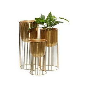Support à fleurs moderne en fer doré pour plantes d'intérieur et d'extérieur, décoration de maison, hôtel, restaurant, villa, bureau. - Product Image 4