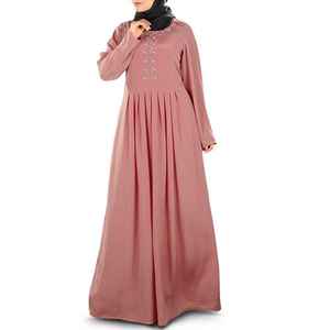 2025 vente chaude vêtements islamiques pour dames mode couleur unie à manches longues Abaya femmes robe pour musulman OEM ODM entretenu - Product Image 5
