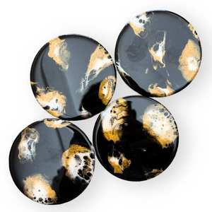 Ensemble de sous-verres personnalisés de haute qualité de luxe en bois, résine, marbre, incrustation d'époxy, feutre, tasse à thé en verre gravé taille personnalisée - Product Image 6