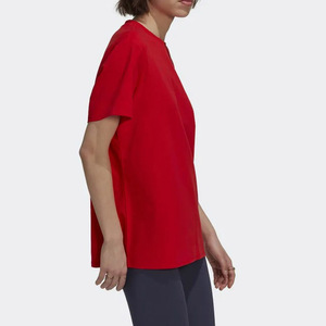 Camisetas de mujer de talla grande Rojas lisas de algodón 100% de alta calidad, etiquetas de impresión personalizadas para hombres, camisetas casuales con bordado personalizado - Product Image 3
