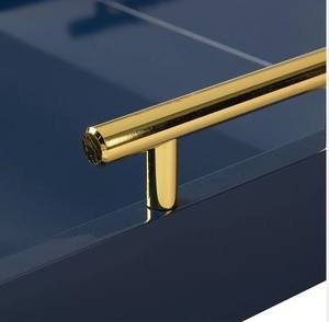 Bandeja de servicio de madera de acacia ecológica hecha a mano con asas de metal - Product Image 4