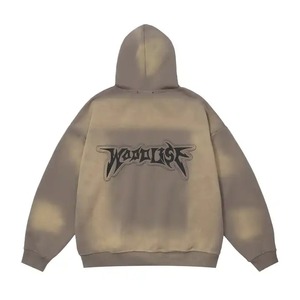 Sudadera con capucha lavada con ácido de algodón 100% de alta calidad High Street Series Washing Old Sweater Stone Washed Vintage Hoodie - Product Image 6