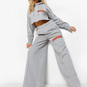 Vente en gros de survêtements décontractés en coton pour femmes, crop top Hodi, survêtement pour femmes avec logo simple et imprimé, survêtement pour femmes, survêtement pour femmes - Product Image 6