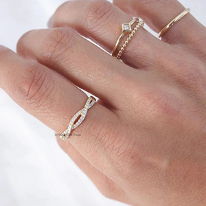 แหวนแต่งงานเพชรโมอีสทรงกลมสำหรับผู้หญิงขนาด14K ลายเกลียวสีทองบิดเกลียวปี0.54กะรัตสำหรับผู้หญิง - Product Image 4