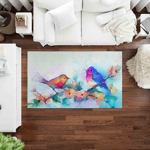 Tapis imprimé d'oiseaux colorés : Tapis d'appoint antidérapant, tapis en chenille - Product Image 2