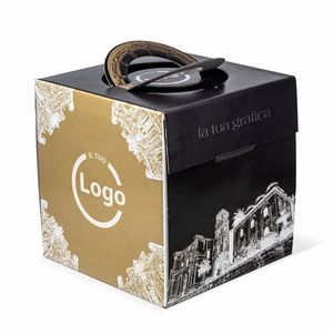 Boîte personnalisée chic pour Panettone 21x21x22 cm avec fond intégral brillant ou mat et gaufrage - Product Image 4