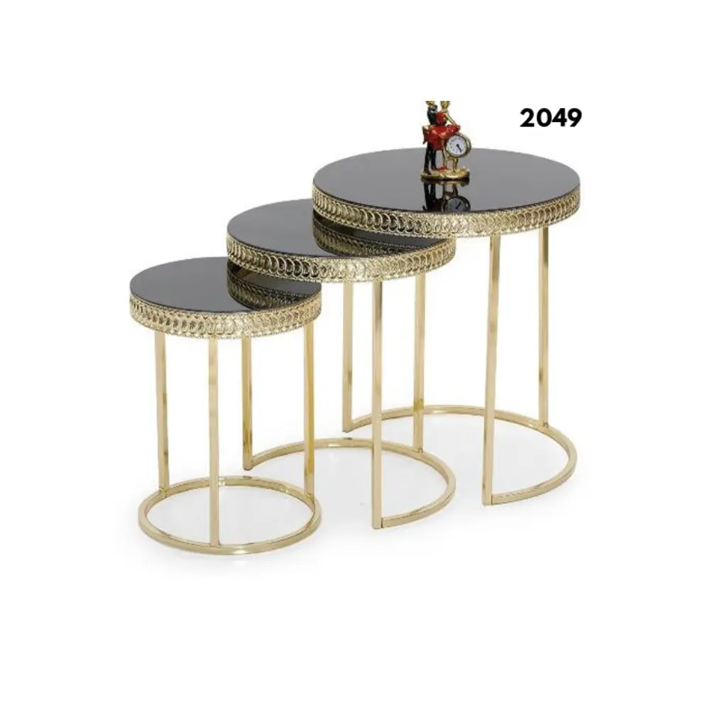 Conjunto de mesa lateral de metal dourado com três tamanhos, mesa de centro para sala de estar e sala de jantar, produto Amazon, feito na Turquia, melhor preço, 2024