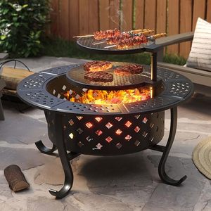 Brasero de 36 pouces avec 2 grilles, montage facile pour les fêtes de barbecue en plein air, un choix pour la décoration de maison de luxe et la décoration de Noël - Product Image 2