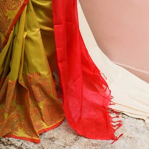 Haute qualité belle imprimé lin Saree Style pakistanais Sari mariages fête porter unisexe en vrac fournisseur prix raisonnable - Product Image 4