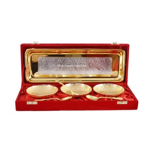 Nuevo juego de cuencos decorativos de latón y Metal, Color dorado para bodas, juego de cuencos decorativos de mesa con caja - Product Image 1
