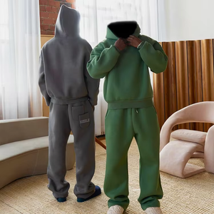 Sudadera con capucha holgada y pantalones de chándal con logotipo personalizado de 100% algodón - Product Image 2