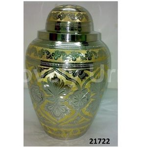 Urna de cremación de urnas de flores de plata grabada para cenizas humanas, urna de gran tamaño - Product Image 1