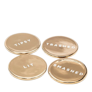 Handmade Round Shape Coasters in Luxury Design <b>Set</b> of 4 Stone Coasters Aluminum Metal <b>Placemat</b> for Hotels & Home - Product Image 1