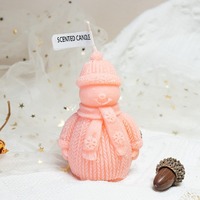 Bougie Bonhomme de Neige TOOWIN, Chapeau de Noël Bonhomme de Neige Cartoon Décorations de Noël, Bougies Parfumées de Fête