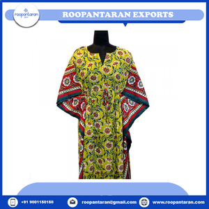 Dernier modèle Design Caftan Plus Size FreeSize Indien Main Bloc Imprimé Long Taille Libre Caftan Loungewear En Doux Voile de Coton à Vendre - Product Image 6