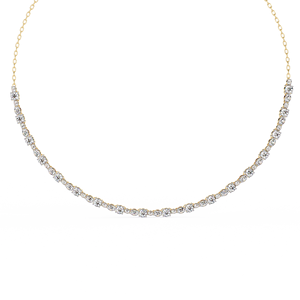 Round Brilliant Cut Tennis <b>Necklace</b> 14k Yellow Gold IGI Certified Lab Grown Filled Diamond Classic Women's Direct Manufacturer - Product Image 1