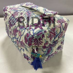 Bolsa de Mano Acolchada de Algodón con Pétalos de Arándano, Ecológica y Floral, con Cierre, Asa Frontal, Reutilizable, para Viajes, Compras, Cosméticos, Grande y Portátil - Product Image 1