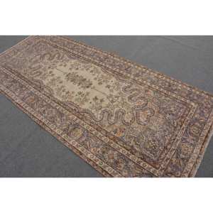 Vintage turc 4x8ft grand tapis classique Beige marron Oasis abstrait Patchwork motif laine Latex pour couloir chambre décor - Product Image 4