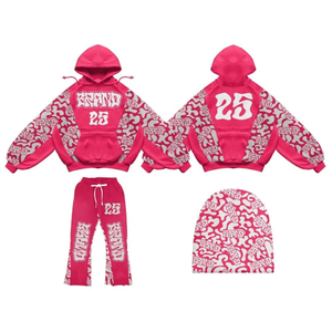 Chándal de rizo francés personalizado de peso pesado para hombres-Conjunto de Jogger y sudadera desgastada de gran tamaño - Product Image 4