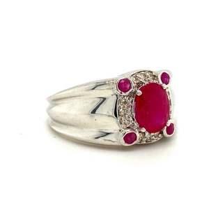 Luxe antique. Bague en argent sterling 925 tenue de fête pour femme rubis naturel diamant pierres précieuses plaqué rhodium bijoux de mariage cadeau - Product Image 2