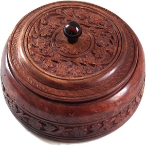 6 pouces marron Vintage réutilisable en bois multifonction Snack conteneur de stockage couvercle 4 compartiments fête servant des noix bonbons biscuits - Product Image 4