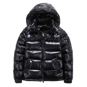 Veste matelassée rembourrée épaisse noire à capuche pour homme, coupe-vent, personnalisée par le fabricant, pour l'hiver, brillante, matelassée, 2026 - Product Image 2