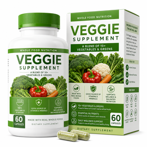 Suplemento Vegetariano de Marca Privada, 60 Cápsulas, 10+ Vegetales Verdes Deshidratados en Polvo, Bienestar Diario, Apoyo Inmunológico, ODM - Product Image 1