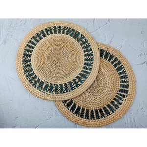 Mantel Individual de Ratán de Estilo Bohemio Ecológico, Tejido a Mano con Patrón Radial, Forma Redonda Personalizable, Grosor Delgado, para Uso en el Hogar y Eventos - Product Image 4