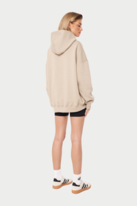 เสื้อฮู้ดโอเวอร์ไซส์สำหรับผู้หญิงวัสดุผ้าฝ้าย100% น้ำหนักเบาระบายอากาศได้ดีเสื้อผ้าแนวสตรีทพิมพ์โลโก้ได้ตามต้องการ - Product Image 3