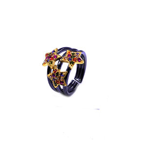 Wedding Wear 925 Sterling silver Gold Plated Jewelry Multi Color Gemstone Women Wear Classic Star <b>Ring</b> - Product Image 5
