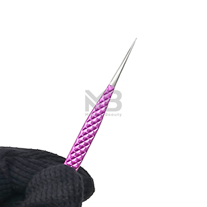 Pince à épiler pour extensions de cils en acier inoxydable japonais, nouvelle couleur violette, pointe argentée isolée à 45 degrés, prise diamantée - Product Image 4