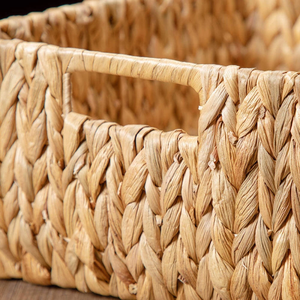 ISLA Juego de 2 Cestas Cuadradas Apilables de Jacinto Tejidas a Mano, Contenedores Organizadores de Frente Abierto con Asas Integradas, Venta al por Mayor OEM - Product Image 6