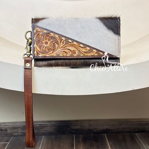 โอดีเอ็มกระเป๋าสตางค์หนังวัวแท้สำหรับผู้หญิงแบบพับสามทบทำจากหนังวัวแท้หรูหรางานตามสั่ง - Product Image 1