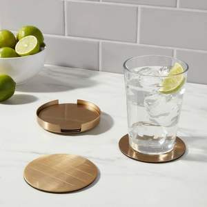 Stylish Classic Stainless Steel Handmade Eco-friendly <b>Table</b> <b>Coasters</b> Rustic Home Decor Traditional Embossed Patterns Functional - Product Image 4