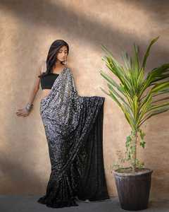 Nouveaux saris indiens à paillettes de style Bollywood pour les occasions spéciales - Product Image 3