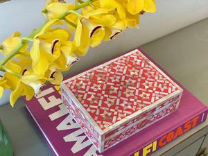 Boîte d'incrustation d'os en résine, boîte mère de perle, couleurs personnalisées, articles artisanaux indiens, boîte à bijoux - Product Image 4