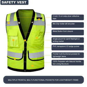 Veste utilitaire respirante et réfléchissante pour homme, multi-poches, pour travaux d'ingénierie et de construction, haute visibilité, vêtements de travail de sécurité routière, automne - Product Image 3