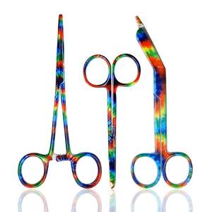 Multicolor <b>Tie</b>-<b>Dye</b> Design Hemostat And Scissors Set 3 Piece Surgical Instrument <b>Kit</b> Suture Removal Emt Set OEM Manufacturing - Product Image 4