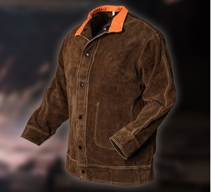 Best Price Winter Industrial Workwear Sheep Heavy Protection Quilted Leather Jackets Thin Denim <b>Fabric</b> Safety Welding Jackets - Product Image 4