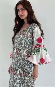 เดรสยาวคอวีมีระบายสำหรับผู้หญิงเดรส2025ยาวพิมพ์ลายดอกไม้ฤดูร้อนแบบหรูหราสำหรับผู้หญิง - Product Image 4