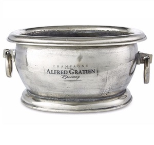 Refroidisseur à vin en aluminium fini antique noir durable seau à glace ovale en métal avec poignée face et bacs à boissons robustes - Product Image 2